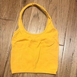 American Eagle Yellow Ribbed Halter Top